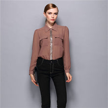 Blusas Femininas Sexy Women Sheer Shirts Dress Long Sleeve Pocket Casual Blouse Tops Plus Size S-XL For Women EF8