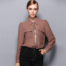 Blusas Femininas Sexy Women Sheer Shirts Dress Long Sleeve Pocket Casual Blouse Tops Plus Size S-XL For Women EF8