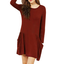Casual Women Evening Party Long Sleeve Pocket Dress Women Sexy Dress EF8