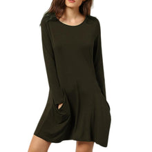 Casual Women Evening Party Long Sleeve Pocket Dress Women Sexy Dress EF8