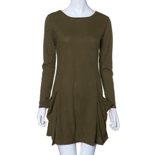 Casual Women Evening Party Long Sleeve Pocket Dress Women Sexy Dress EF8