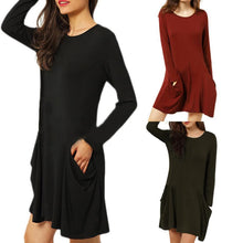 Casual Women Evening Party Long Sleeve Pocket Dress Women Sexy Dress EF8