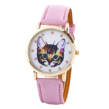 Cat Printed Women Men Fashion Leather Band Analog Quartz Vogue Wrist Watches Watch EF8