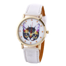Cat Printed Women Men Fashion Leather Band Analog Quartz Vogue Wrist Watches Watch EF8