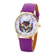 Cat Printed Women Men Fashion Leather Band Analog Quartz Vogue Wrist Watches Watch EF8