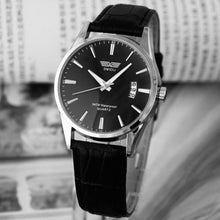 Classic Fashion Luxury Black Leather Strap Calendar Quartz Mens Date Wrist Watch Fast Shipping EF8