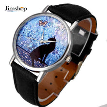 Cute Cat Pattern Watch Women Girl Dress Leather Band Analog Quartz WristWatch Vogue relogio feminino EF8