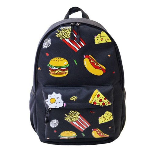 Cute Design Fashion Unisex Double-Shoulder Canvas Hamburger Backpack Schoolbag Mujer Mochila Escolar Feminina Fast EF8