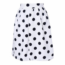 European Fashion Women White Bodycon Polka Black Dot Umbrella Midi Skirt Retro Puff Skirts EF8