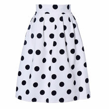 European Fashion Women White Bodycon Polka Black Dot Umbrella Midi Skirt Retro Puff Skirts EF8