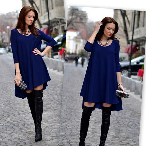 Fashion Fall Women Elegant Three Quarter Loose Casual Party Dress EF8
