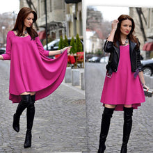 Fashion Fall Women Elegant Three Quarter Loose Casual Party Dress EF8