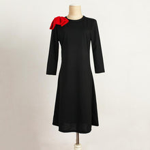 Fashion Women Vintage Bow O Neck Half Sleeve Dress Party Evening Mini Dress Plus Size EF8