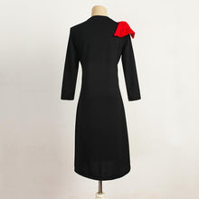 Fashion Women Vintage Bow O Neck Half Sleeve Dress Party Evening Mini Dress Plus Size EF8