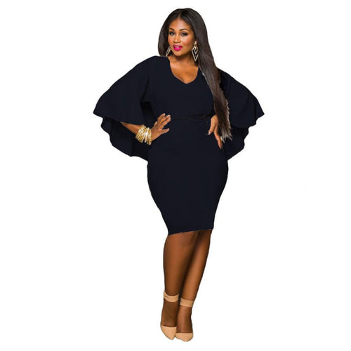 Fashion Casual Women Party Sexy Bodycon Plus Size Batwing Mini Dress Size XXXL EF8