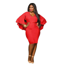 Fashion Casual Women Party Sexy Bodycon Plus Size Batwing Mini Dress Size XXXL EF8