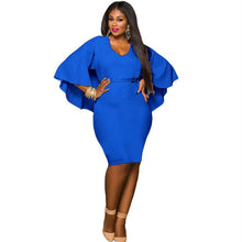 Fashion Casual Women Party Sexy Bodycon Plus Size Batwing Mini Dress Size XXXL EF8