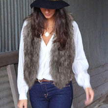 Fashion Sleeveless Outerwear Warm Women Long Hair Faux Fur Short VJacket Waistcoat Coat EF8