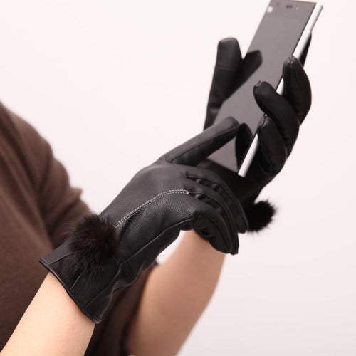 Fashion Women Girls Soft Leather Mitten Gloves Warm Driving Gloves Women EF8
