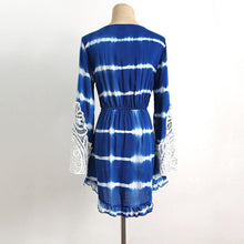 Fashion Women Lady V Neck Long Sleeve Splicing Floral Lace Elegant Sexy Slim Mini Boho Dress EF8