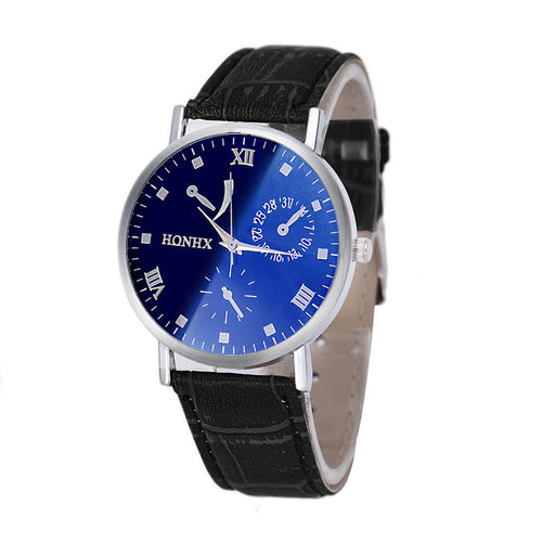 Luxury Mens Fashion PU Leather Business Quartz Analog Watch Wrist Watches EF8