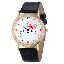 Fashion Women Diamond Cat Analog Leather Quartz Wrist Watch Watches EF8