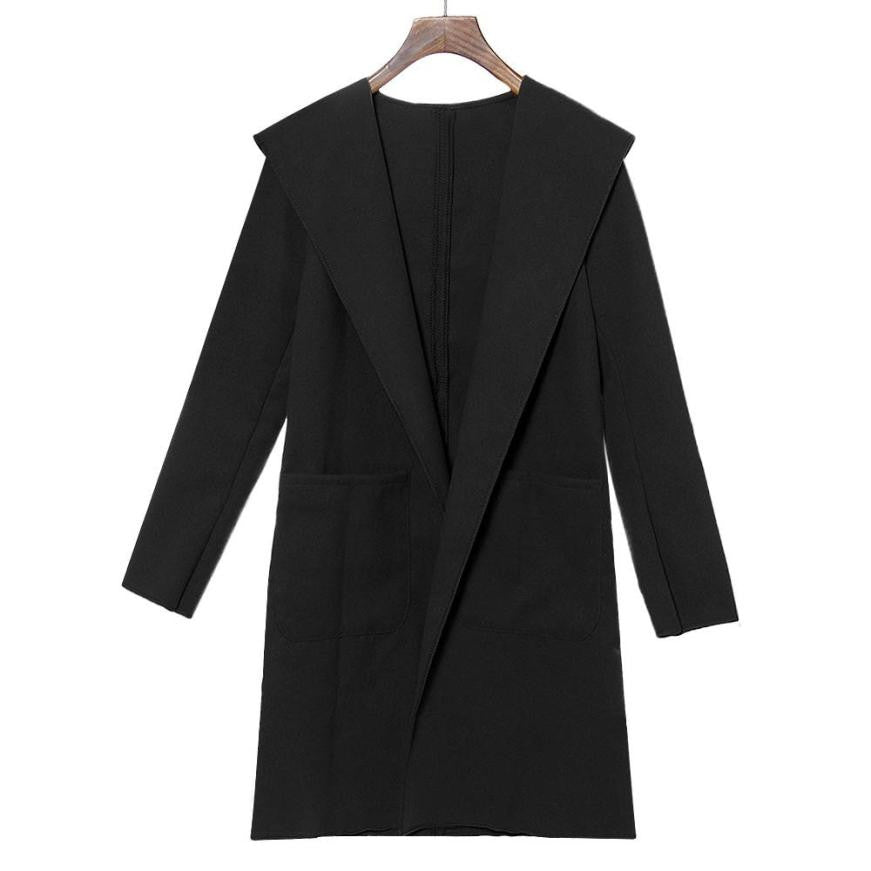 Fashion Women Trench Coat Slim Turn-down Collar Long Sleeve Casual Winer Overcoat Fast Shipping EF8