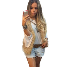 Lady Tops Faux Fur VWaistcoat Warm Coat Outwear Long Hair Jacket veste femme Drop shipping EF8