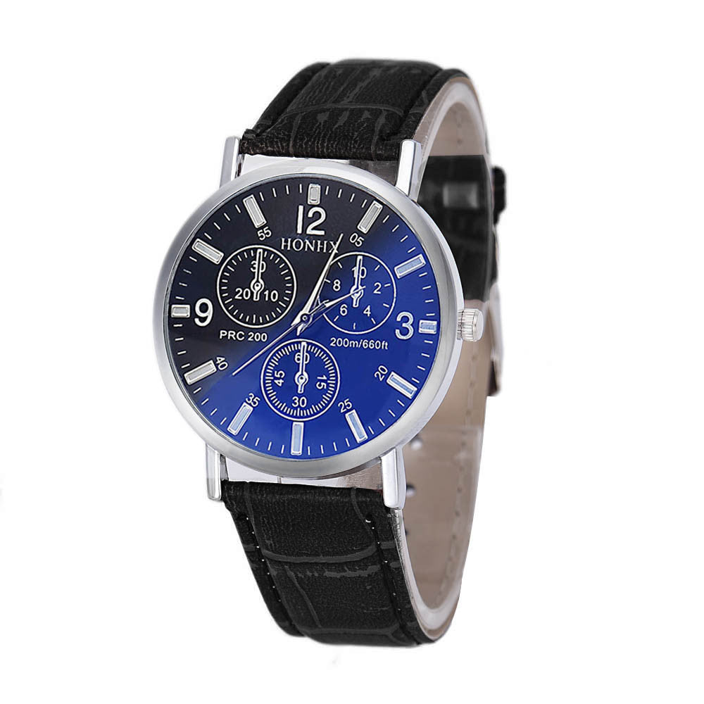 Luxury Mens Crocodile PU Leather Analog Blu-Ray Business Wrist Watch Quality Men Watch Clock relogio masculino EF8