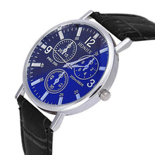 Luxury Mens Crocodile PU Leather Analog Blu-Ray Business Wrist Watch Quality Men Watch Clock relogio masculino EF8