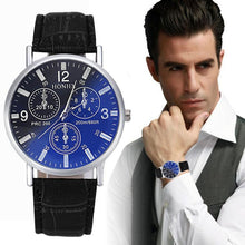 Luxury Mens Crocodile PU Leather Analog Blu-Ray Business Wrist Watch Quality Men Watch Clock relogio masculino EF8