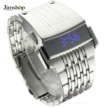 Luxury Stainless Steel Men Blue LED Digital Sport Wrist Watch Watches Men Watch Relogio Masculino EF8