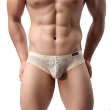 Men Underwear Lace T-back Sexy Translucent Triangle Briefs Breathable Underpants EF8