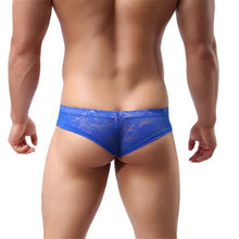 Men Underwear Lace T-back Sexy Translucent Triangle Briefs Breathable Underpants EF8