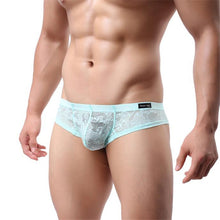 Men Underwear Lace T-back Sexy Translucent Triangle Briefs Breathable Underpants EF8