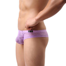Men Underwear Lace T-back Sexy Translucent Triangle Briefs Breathable Underpants EF8