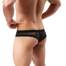 Men Underwear Lace T-back Sexy Translucent Triangle Briefs Breathable Underpants EF8