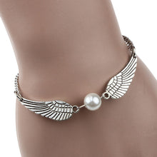 Fashion Silver Imitation Pearl Angel Wings Jewelry Dove Peace Bracelet for Women Lady Beauty Perfect Gift EF8