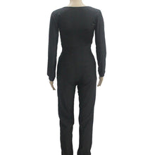 Jumpsuit women's overall sexy V Neck Long Sleeve fashion waist jumpsuit pants coveralls plus size EF8