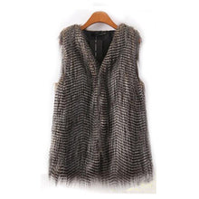 Plus Size Women VSleeveless Coat Outerwear Long Hair Jacket Waistcoat EF8