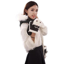 Arival Warm And Adult Rabbit Hat Scarf Gloves Three-Piece Femme Warm EF8