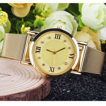 Classic Gold Womens Rhinestone Analog Quartz Stainless Steel Wrist Watch Watches EF8