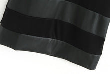 Black Women Slim Short Sleeve Leather Patchwork Casual Sexy Club Wear Bodycon Dress Plus Size EF8
