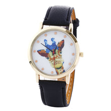 Women Deer Pattern Fashion PU Leather Band Analog Quartz Vogue Wrist Watches Watch EF8