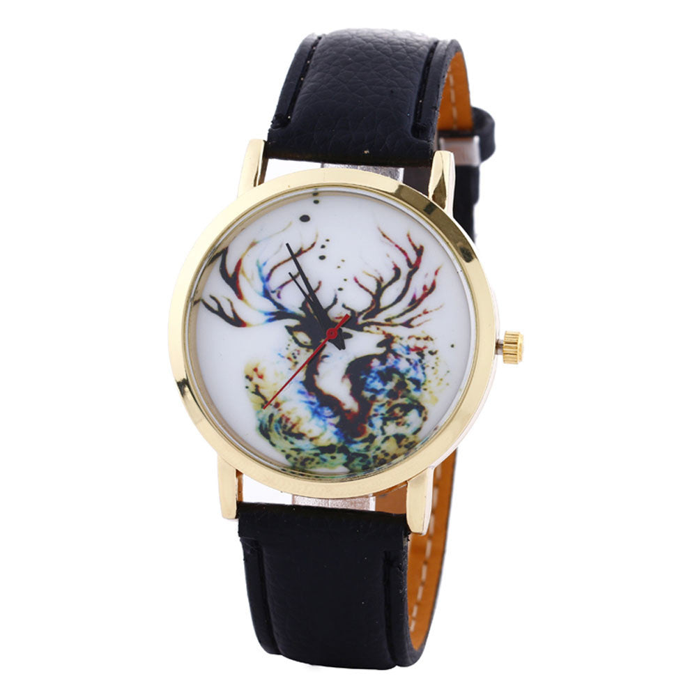 Women Men Fashion PU Leather Band Analog Quartz Vogue Wrist Watches Watch EF8