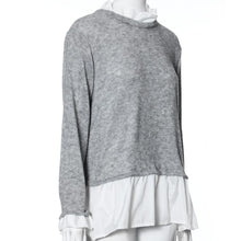 Blusas Women Casual Long Sleeve Loose Ladies Tops Shirt Gray O Neck Solid Blouse Plus Size S-XL EF8
