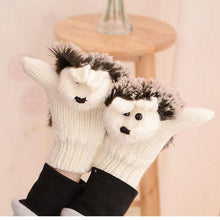 Cute Gloves Women Mittens Cartoon Knitted Hedgehog Glove EF8