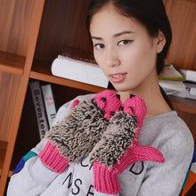 Cute Gloves Women Mittens Cartoon Knitted Hedgehog Glove EF8