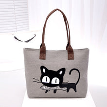 Fashion Women Shoulder Bag Canvas Bag Cute Cat Bag Office Lunch Bag Fast Shipping EF8