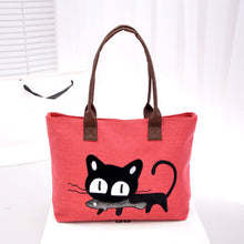Fashion Women Shoulder Bag Canvas Bag Cute Cat Bag Office Lunch Bag Fast Shipping EF8